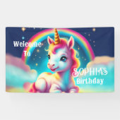 ユニコーンようこそ誕生日バナーパーティー標識 横断幕 (横)