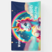 ユニコーンようこそ誕生日バナーパーティー標識 横断幕 (縦)