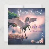 ユニコーンをテーマにした結婚式招待状 マグネット招待状 (正面)