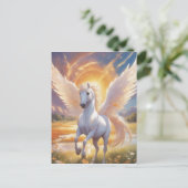 ユニコーンを使った天国の農場のアニメスタイルのイメージ ポストカード (スタンド正面)