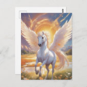 ユニコーンを使った天国の農場のアニメスタイルのイメージ ポストカード (正面/裏面)