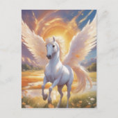ユニコーンを使った天国の農場のアニメスタイルのイメージ ポストカード (正面)