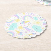 ユニコーンを持つ第3の誕生日紙コースターおもしろい。 ペーパーコースター (アングル)