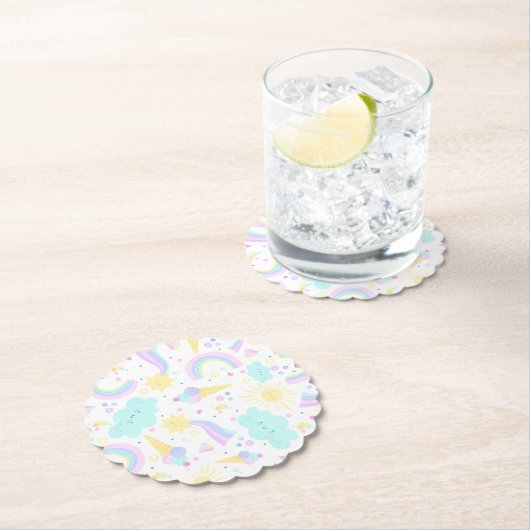 ユニコーンを持つ第3の誕生日紙コースターおもしろい。 ペーパーコースター (インサイチュ)