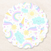 ユニコーンを持つ第3の誕生日紙コースターおもしろい。 ペーパーコースター (正面)