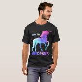 ユニコーンを救え 面白い女の子 Tシャツ (正面フル)