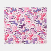ユニコーンを遊ぶかわいいカラフル フリースブランケット (正面(横))