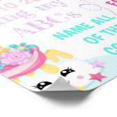 ユニコーンアイスクリームカップケーキ誕生日看板1st ポスター (角)