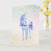 ユニコーンアクアピンクイエロー絞り染め金ゴールド紙吹雪 カード (黄色い花)