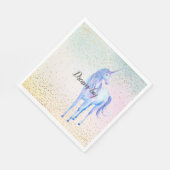 ユニコーンアクアピンクイエロー絞り染め金ゴールド紙吹雪 スタンダードランチョンナプキン (角)