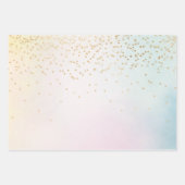 ユニコーンアクアピンクイエロー絞り染め金ゴールド紙吹雪 ラッピングペーパーシート (正面3)