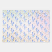 ユニコーンアクアピンクイエロー絞り染め金ゴールド紙吹雪 ラッピングペーパーシート (正面)