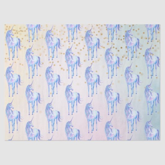 ユニコーンアクアピンクイエロー絞り染め金ゴールド紙吹雪 薄葉紙 (正面)