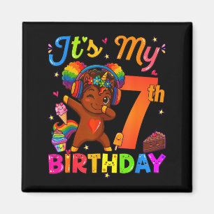 ユニコーンアフロ7歳の誕生日おめでとう 天然アフロ ヘアスタイル マグネット