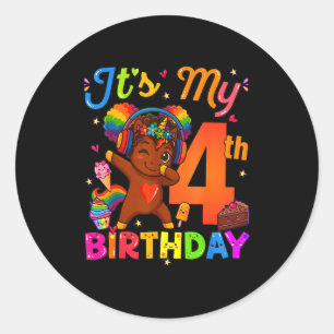 ユニコーンアフロ 4歳の誕生日 女の子 ナチュラルヘア アフロ A ラウンドシール