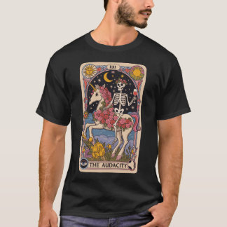 ユニコーンアロットデザインガールに描かれた大胆不敵なスケルトン Tシャツ