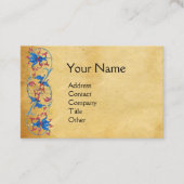 ユニコーンアンティークレッドブルーフローラパーチメントモノグラム 名刺 (正面)