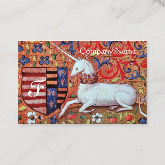 ユニコーンアンティークレッドブルーフローラパーチメントモノグラム 名刺 (裏面)