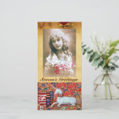 ユニコーンアンティーク茶色パーチメントモノグラム シーズンカード (スタンド正面)