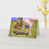 ユニコーンアンドフレンズパーソナライズされた誕生日 カード (黄色い花)