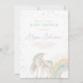 ユニコーンアンドレインボーパステルベビーシャワー招待状 招待状 (正面)