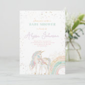 ユニコーンアンドレインボーパステルベビーシャワー招待状 招待状 (スタンド正面)
