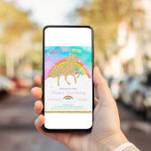 ユニコーンアンドレインボーパステルユニコーン誕生日インヴィータ 招待状