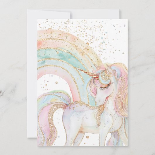 ユニコーンアンドレインボーパステル誕生日招待状 招待状 (裏面)
