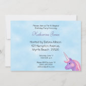 ユニコーンアンドレインボー誕生日招待状 招待状 (裏面)