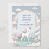 ユニコーンアンドレインボー誕生日 招待状 (裏面)