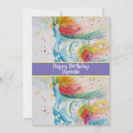 ユニコーンアートの子供の誕生日招待状 招待状