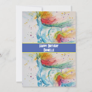 ユニコーンアートの子供の誕生日招待状 招待状