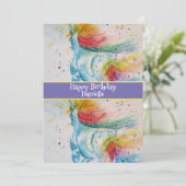 ユニコーンアートの子供向けの女の子の誕生日招待状 招待状 (スタンド正面)