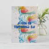 ユニコーンアートウォーターカラーボーイズ誕生日招待状 招待状 (スタンド正面)