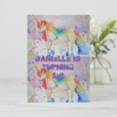 ユニコーンアートウォーターカラー誕生日招待状 招待状 (スタンド正面)
