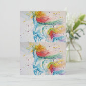 ユニコーンアートウォーターカラー誕生日招待状 招待状 (スタンド正面)