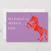 ユニコーンアートカラフル女子の誕生日パーティー 招待状 (正面)