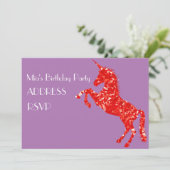 ユニコーンアートカラフル女子の誕生日パーティー 招待状 (スタンド正面)