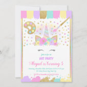 ユニコーンアートパーティー誕生日招待状ユニコーン 招待状 (正面)