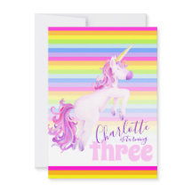 ユニコーンアートレインボー3rd誕生日招待状