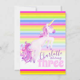 ユニコーンアートレインボー3rd誕生日招待状 招待状