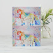 ユニコーンアート 水彩画 誕生日招待状 招待状 (スタンド正面)