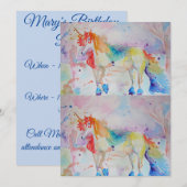 ユニコーンアート 水彩画 誕生日招待状 招待状 (正面/裏面)