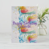 ユニコーンアート 水彩画 誕生日招待状 招待状 (スタンド正面)