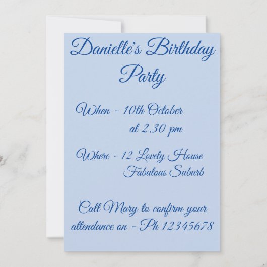 ユニコーンアート 水彩画 誕生日招待状 招待状 (裏面)