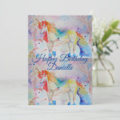 ユニコーンアート 水彩 誕生日招待状 招待状 (スタンド正面)