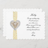 ユニコーンイエローレースウェディングメイドオブオナーカード 招待状 (正面/裏面)