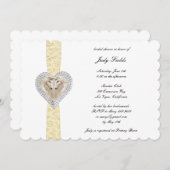 ユニコーンイエローレースブライダルシャワー招待 招待状 (正面/裏面)