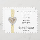 ユニコーンイエローレース婚約パーティ招待状 招待状 (正面/裏面)