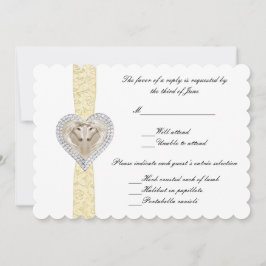 ユニコーンイエローレース結婚の応答カード 招待状